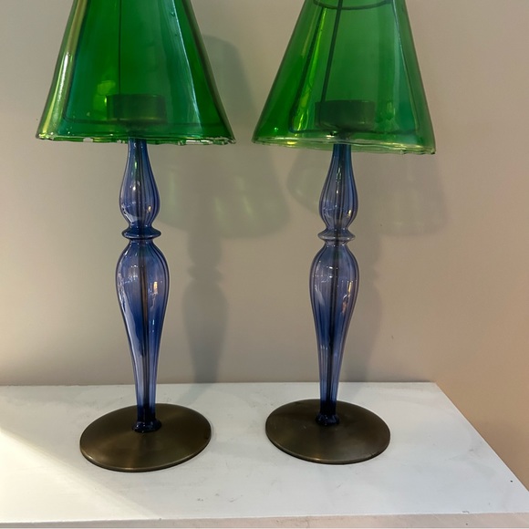 BUNDLE - Set of 2 - Unique Vintage Tea Light Candle holder’s Lovely Colours - Picture 2 of 15